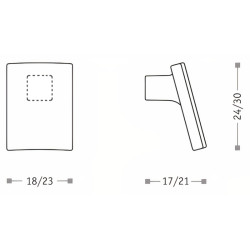 Puxador atual, pingente rectangular Sofima 730, zamak niquelado mate, 1 furo, L.23 x A.21 x C.30 mm