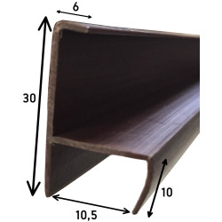 Perfil remate, plástico PVC cinza, C.2500 mm