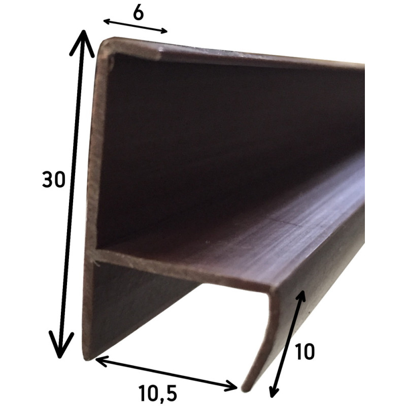 Perfil remate, plástico PVC branco, C.2500 mm