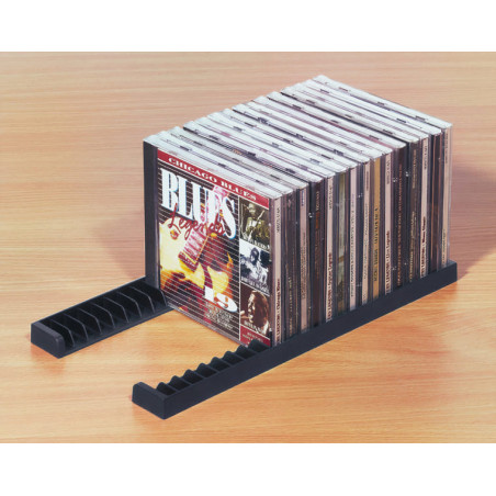 Prateleira/grelha para CDs HAFELE 810.63.336, plástico preto, L.34 x C.304 mm, suporta 23 CDs