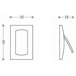 Puxador atual, botão pingente rectangular oculto Sofima 732, zamak bronze, 1 furo, C.46 x L.30 x A.18 mm