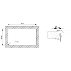 Lava louça RODI OKIO LINE 86, uma pia lateral com escorredor reversível, inox polido, encastrar, 860 x 500, MOD.450 mm
