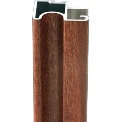 Perfil calha puxador 11734, alumínio revestido a folha de wenge sem verniz, para porta de roupeiro com 10 mm