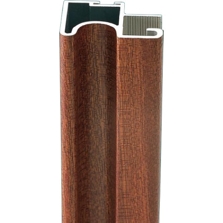 Perfil calha puxador 11734, alumínio revestido a folha de wenge sem verniz, para porta de roupeiro com 10 mm