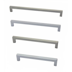 Puxador atual, asa barra quadrada Sofima 1223, zamak cromado, 2 furos distância 128, C.138 x L.10/9,5 x A.27 mm