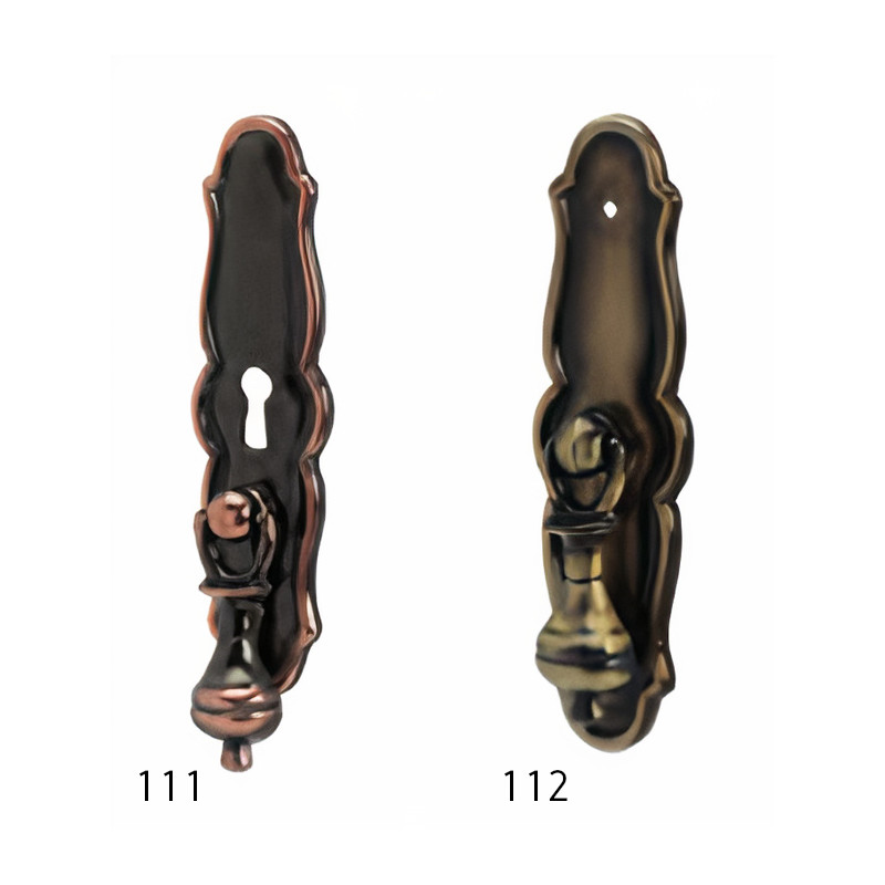 Puxador rústico, espelho c/pingente Sofima 111, zamak niquelado preto, A.90 x L.25 mm (c/entrada de chave)