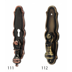 Puxador rústico, espelho c/pingente Sofima 111, zamak bronze, A.90 x L.25 mm (c/entrada de chave)