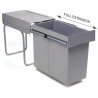 Balde lixo p/cozinha Gollinucci 224, extracção total, plástico cinza, 30 lts, L.255 x P.450 x A.400, MOD.MÍN.300 mm