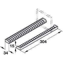 Prateleira/grelha para CDs HAFELE 810.63.336, plástico preto, L.34 x C.304 mm, suporta 23 CDs