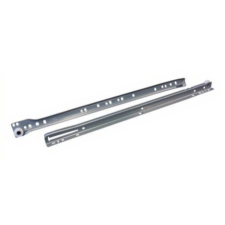Corrediça de gaveta c/roda de nylon Murano T01A12250, extração parcial c/self close, aço cinza, suporta 25 kg, E.1 x C.250 mm