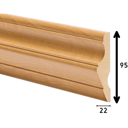 Perfil moldura 9522/P203, MDF revestido a folha de cerejeira, A.95 x L.22 x C.3660 mm