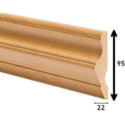 Perfil moldura 9522/P203, MDF revestido a folha de faia vaporizada, A.95 x L.22 x C.3660 mm