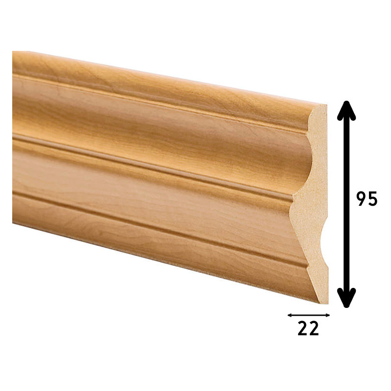 Perfil moldura 9522/P203, MDF revestido a folha de castanho F431, A.95 x L.22 x C.3660 mm