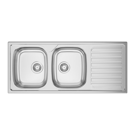 Lava louça RODI OKIO LINE 116, duas pias laterais com escorredor reversível, inox não polido, encastrar, 1160 x 500, MOD.800 mm