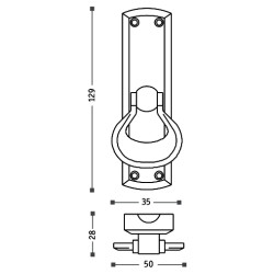 Cremone Sofima 895, latão níquel escovado, A.129 x L.35 x Puxador.28 mm