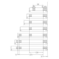 Corrediça oculta de gaveta com amortecedor A22, extração parcial, C.500 mm