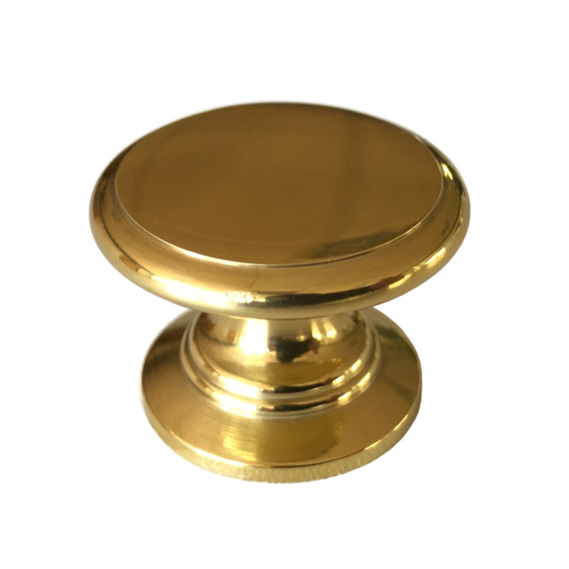Puxador clássico, cogumelo redondo F83 R-228, latão dourado, 1 furo, Ø.29,6/24 x A.21 mm