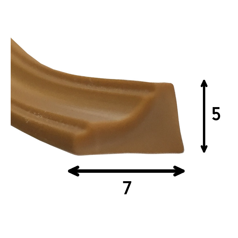 Perfil vedante para portas de vidro RM 003.41, PVC castanho, L.7 x A.5 mm