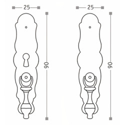 Puxador rústico, espelho c/pingente Sofima 111, zamak niquelado preto, A.90 x L.25 mm (c/entrada de chave)