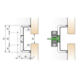 Puxador atual perfil, gola horizontal C Monza, alumínio preto mate, P.26 x A.70 x C.4000 mm