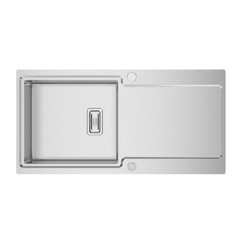 Lava louça RODI EVO 116, duas pias laterais reversível, inox escovado, aplicação superior ou á face, 1160 x 500, MOD.900 mm