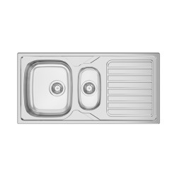 Lava louça RODI OKIO LINE 100, duas pias laterais com escorredor reversível, inox polido, encastrar, 1000 x 500, MOD.600 mm