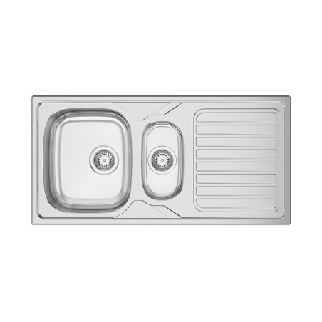 Lava louça RODI OKIO LINE 100, duas pias laterais com escorredor reversível, inox polido, encastrar, 1000 x 500, MOD.600 mm