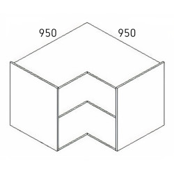 Kit/módulo inferior para canto L F204, melamina faia, aglomerado estrutura 16 costa 8, A.705 x 950 x 950 mm