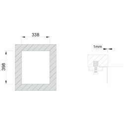 Lava louça RODI BOX LINE 34, uma pia sem escorredor, inox escovado, aplicação inferior, 376 x 436, MOD.450 mm