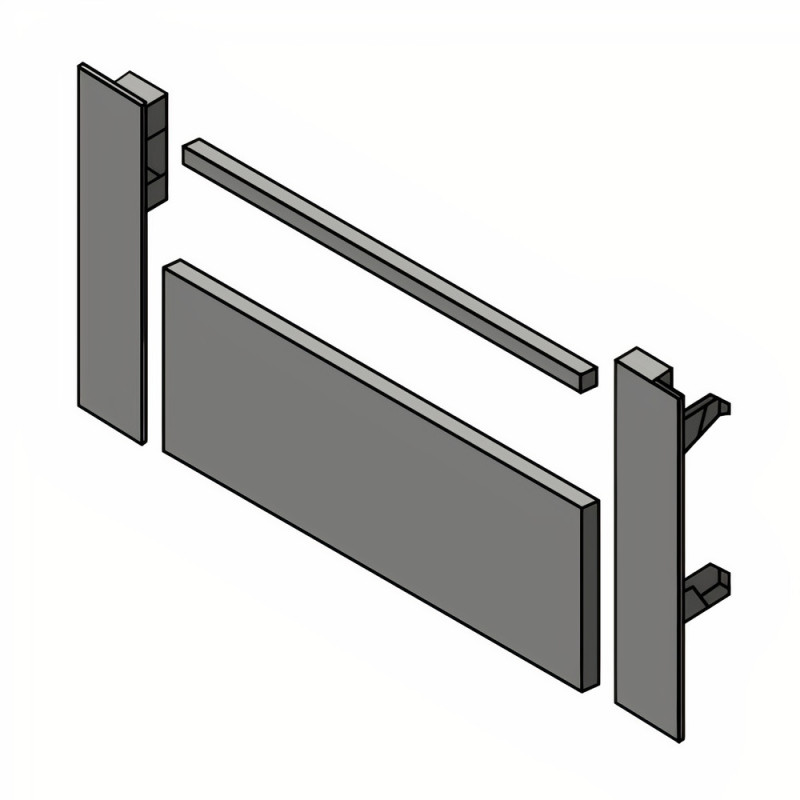 Kit frente de alumínio para Lateral de gaveta Vision Top Slim/fina Box A.185, branco, A.185 x L.600 mm