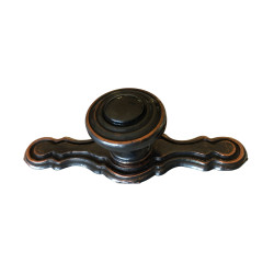 Puxador rústico, espelho cogumelo redondo F83 México, zamak oxidado francês, 1 furo, Ø.23 x C.72 x L.23 x A.22 mm