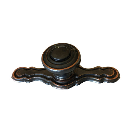 Puxador rústico, espelho cogumelo redondo F83 México, zamak oxidado francês, 1 furo, Ø.23 x C.72 x L.23 x A.22 mm