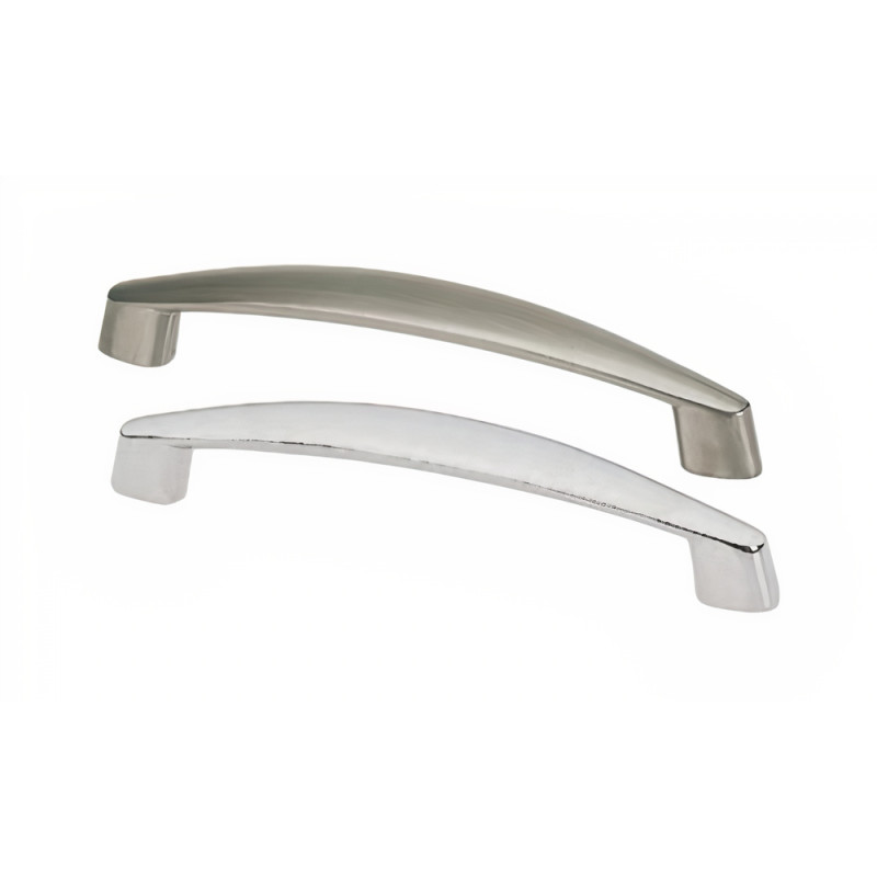 Puxador atual, asa ponte Sofima 391, zamak cromado mate, 2 furos distância 128, E.8 x A.28 x L.18,6 x C.143 mm