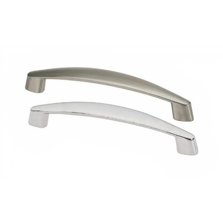 Puxador atual, asa ponte Sofima 391, zamak cromado mate, 2 furos distância 128, E.8 x A.28 x L.18,6 x C.143 mm