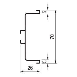 Puxador atual perfil, gola horizontal C Monza, alumínio preto mate, P.26 x A.70 x C.4000 mm