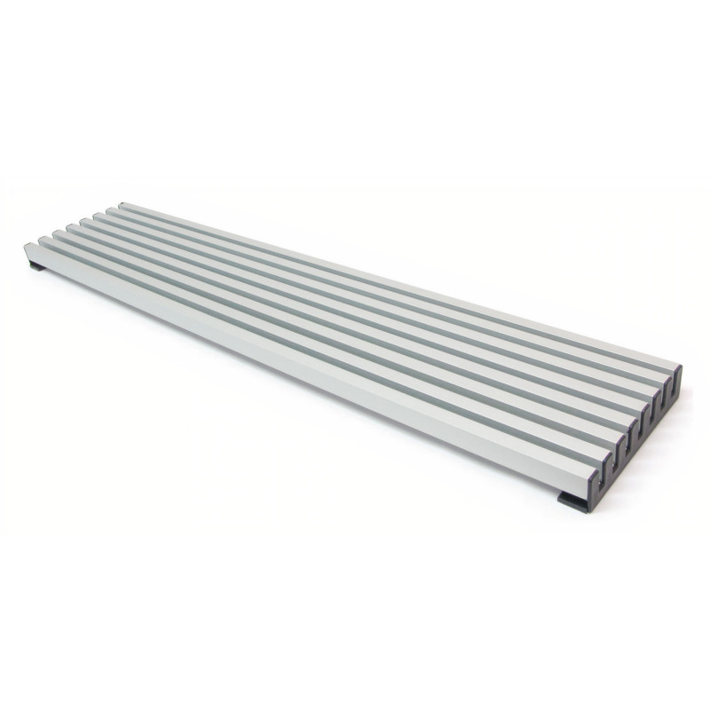 Grelha de ventilação p/forno/cozinha Artimol 8 elementos, encaixes plástico, perfil inox brilho F133, P.25 x A.122 x L.1200 mm