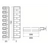 Grelha de ventilação p/forno/cozinha Artimol 8 elementos, encaixes plástico, perfil inox brilho F133, P.25 x A.122 x L.1200 mm