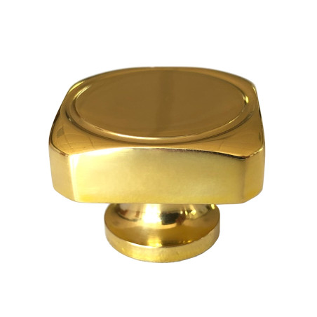 Puxador clássico, cogumelo quadrado F83 R-209, latão dourado, 1 furo, Ø.19 x L.30 x C.30 x A.23 mm
