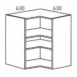 Kit/módulo superior para canto L Alvic, melamina cinza, aglomerado estrutura 16 costa 8, A.700 x 630 x 630 mm