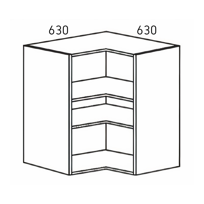 Kit/módulo superior para canto L Alvic, melamina cinza, aglomerado estrutura 16 costa 8, A.900 x 630 x 630 mm