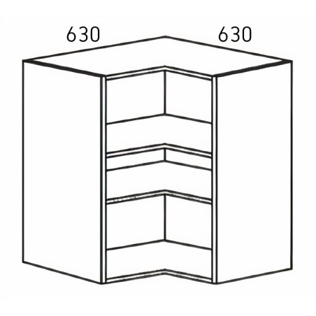 Kit/módulo superior para canto L Alvic, melamina branca, aglomerado estrutura 16 costa 8, A.700 x 630 x 630 mm