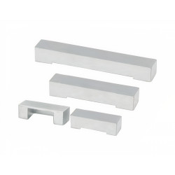 Puxador atual, barra rectangular quadrado concha Sofima 792, zamak cromado mate, 2 furos distância 32, 16 x 16 x C.42 mm