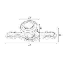 Puxador rústico, espelho cogumelo redondo F83 México, zamak oxidado francês, 1 furo, Ø.23 x C.72 x L.23 x A.22 mm