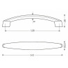 Puxador atual, asa ponte Sofima 391, zamak cromado, 2 furos distância 128, E.8 x A.28 x L.18,6 x C.143 mm