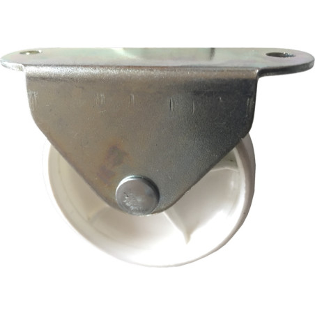 Rodízio, roda Ø.50, sem travão, zincado/branco, base L.25 x C.67, A.53 mm