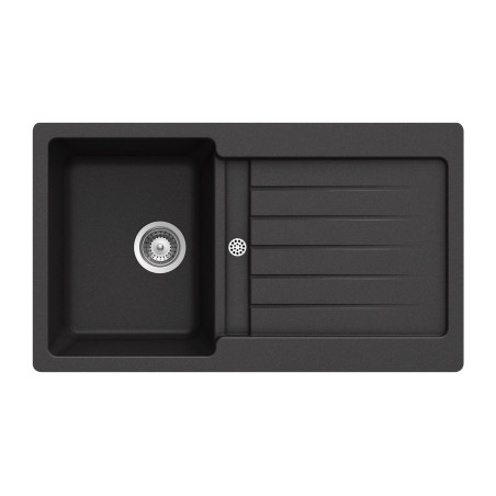 Lava louça RODI COMPOSITE 86 NERO, uma pia com escorredor reversível, compósito, encastrar, 860 x 500, MOD.450 mm