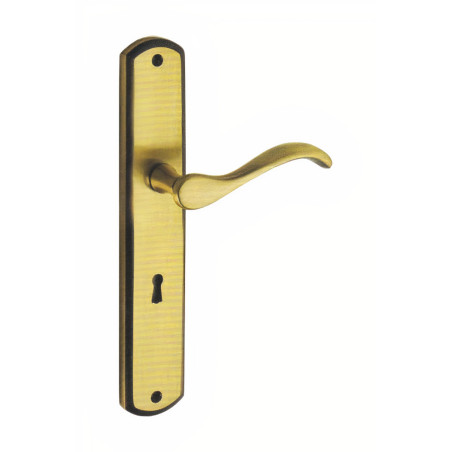 Puxador rústico, espelho alto rectangular c/manete curva Sofima 861, latão bronze, P.55 x L.44/115 x A.246 mm