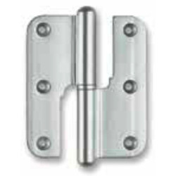 Dobradiça meio balanço lisa cantos redondos Sofima 267 para porta, latão lacado, 3,5", A.87,5 x L.34 x E.3 mm, direita