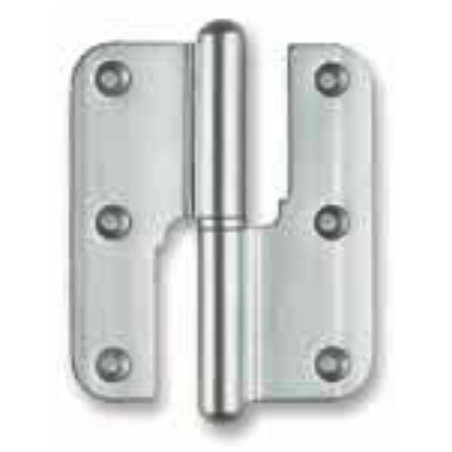 Dobradiça meio balanço lisa cantos redondos Sofima 267 para porta, latão lacado, 3,5", A.87,5 x L.34 x E.3 mm, esquerda