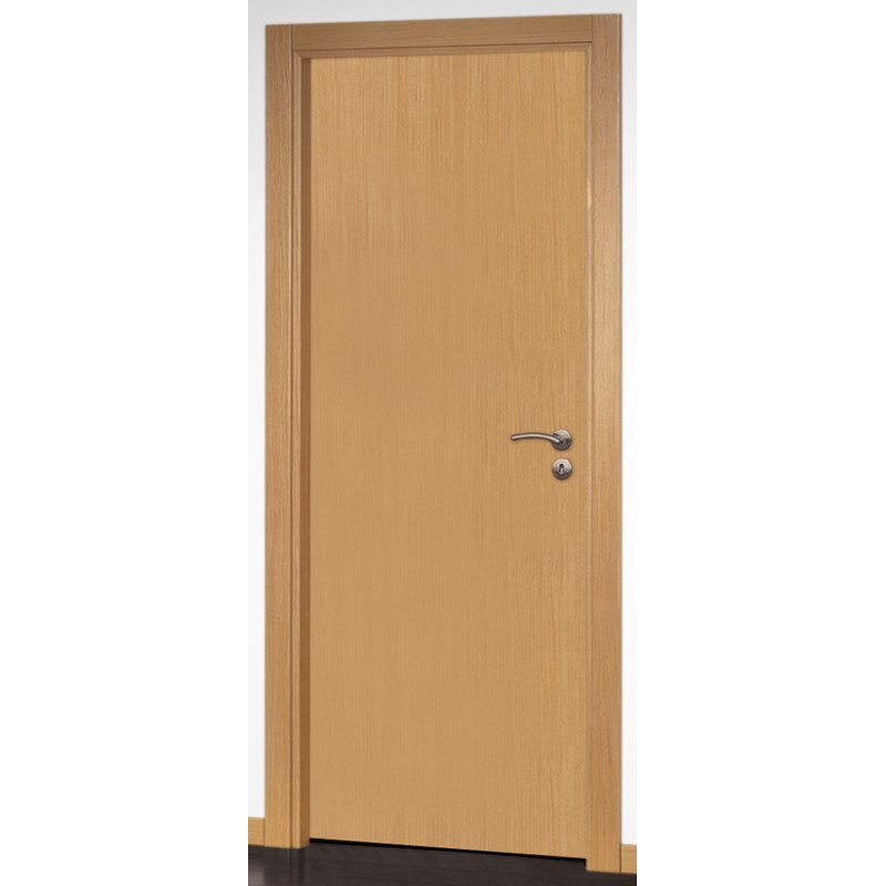 Porta interior lisa 1F, revestida a folha carvalho, c/furação, c/verniz, A.2000 x L.700 x E.35 mm (c/mecanização esquerda)